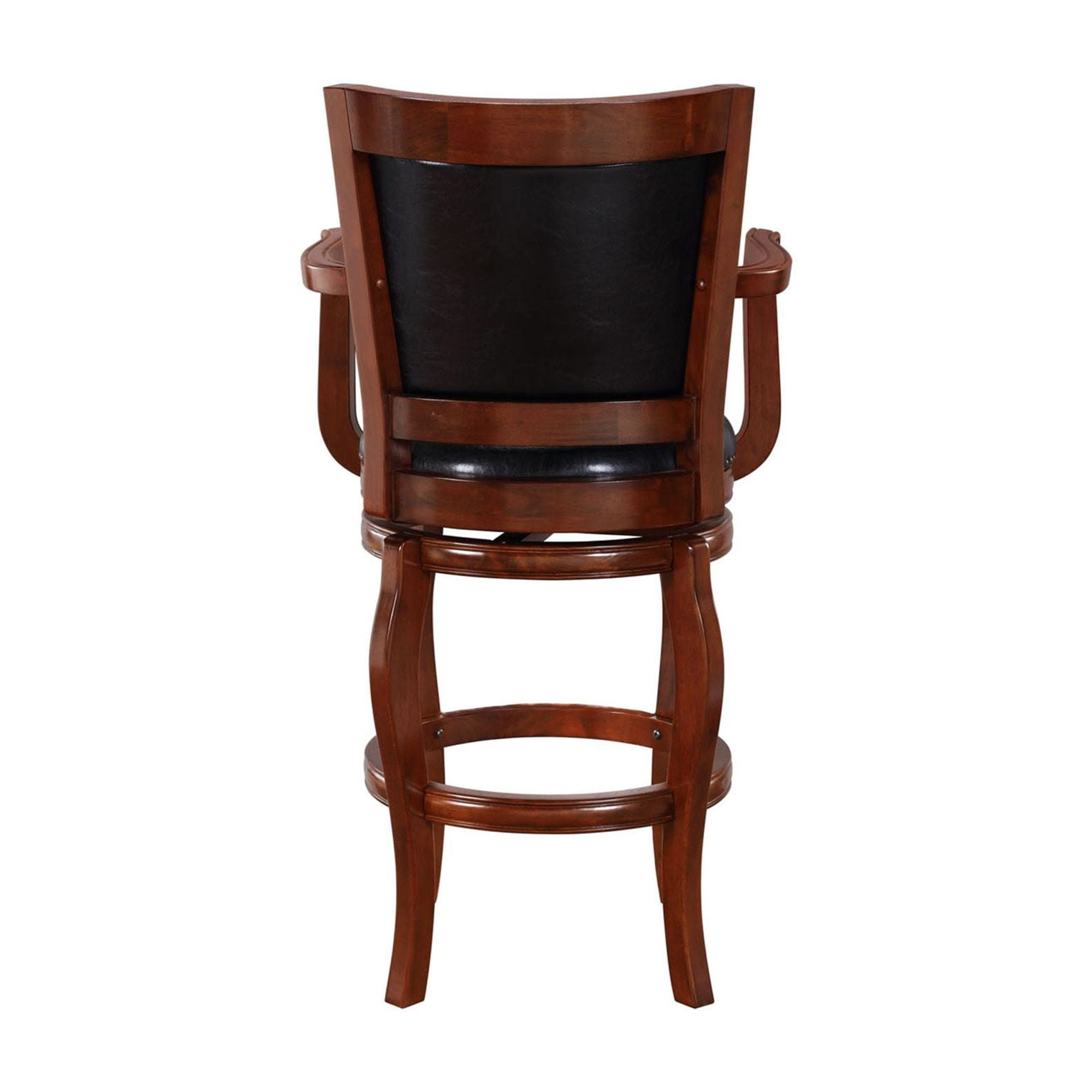 Boraam Jones 29in. High Back Swivel Wood Bar Stool with Arms - Black/Cherry Finish