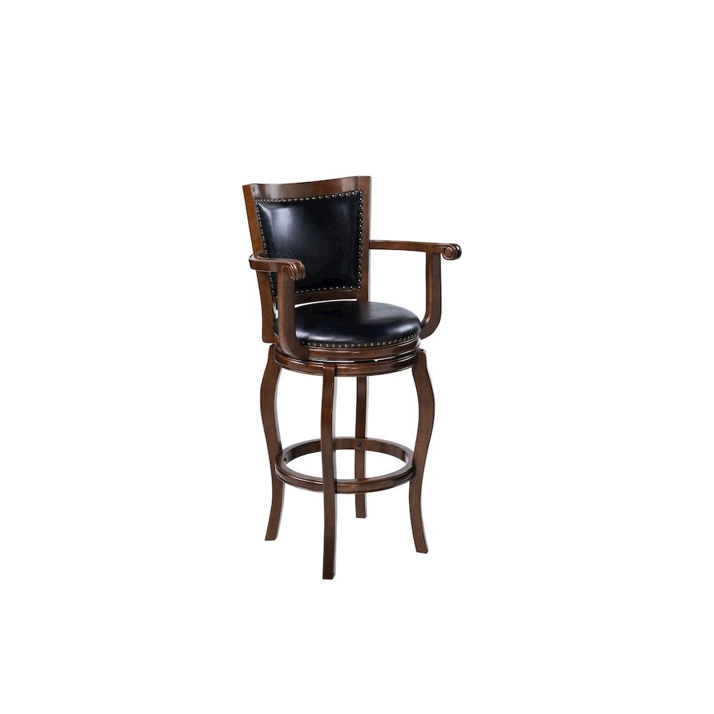 Cappuccino 43" Swivel Barstool in Faux Leather and Wood
