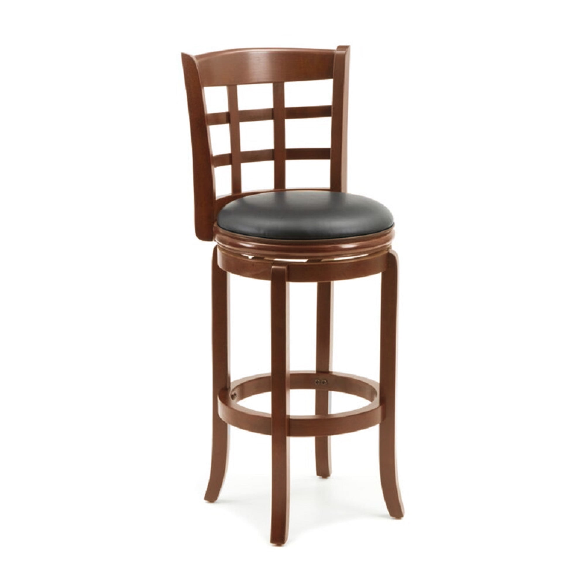 Kyoto Cherry Wood and Leather 360° Swivel Barstool