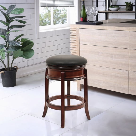Boraam Magellan 24in. Backless Swivel Wood Counter Stool - Brandy Finish