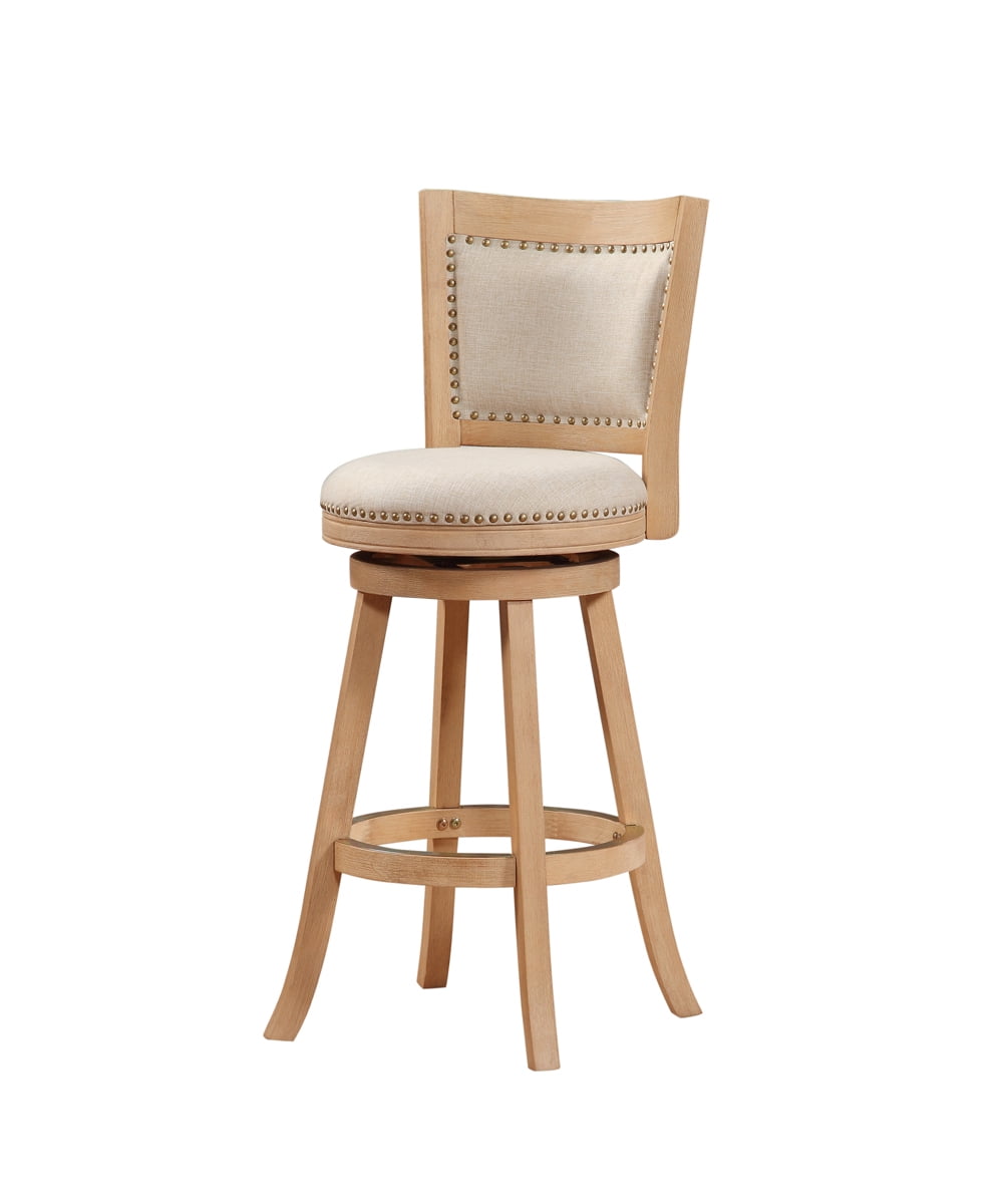 Melrose Cream Wire-Brush Swivel Barstool with Linen Upholstery
