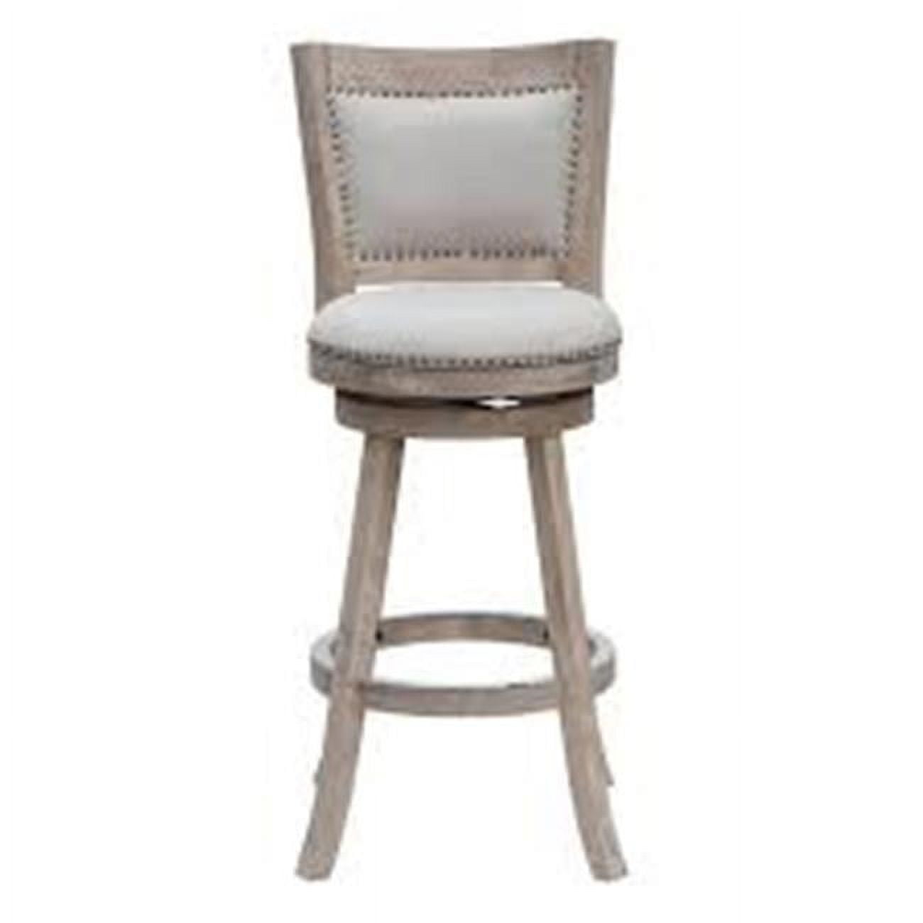 Melrose Cream Wire-Brush Swivel Barstool with Linen Upholstery