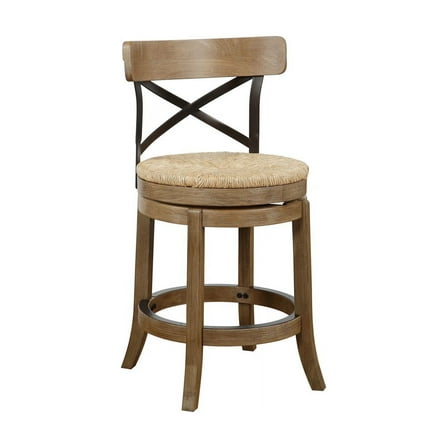 Boraam Myrtle Counter Height Swivel Wood Kitchen Counter Stool, Wheat Wire-Brush Finish