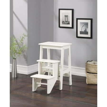 Boraam Niko Folding 24 Inch 3-Tier Step Stool with Rubberwood Construction - Cream