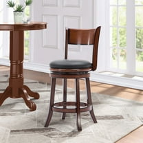 Boraam Palmetto 24in. High Open Back Swivel Wood Counter Stool, Brandy Finish