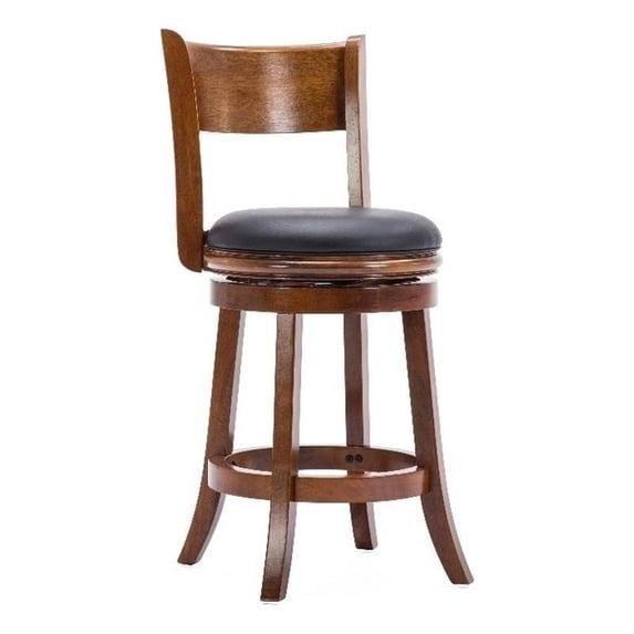 Boraam Palmetto Counter Height Swivel Wood Kitchen Bar Stool - Walnut Finish