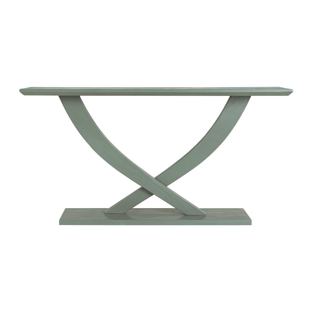 Spanish Moss Acacia Wood 57" Console Table with Wire-Brush Finish