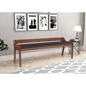 Boraam Rasmus Low Back Acacia Wood Dining Bench with Faux Leather Upholstery