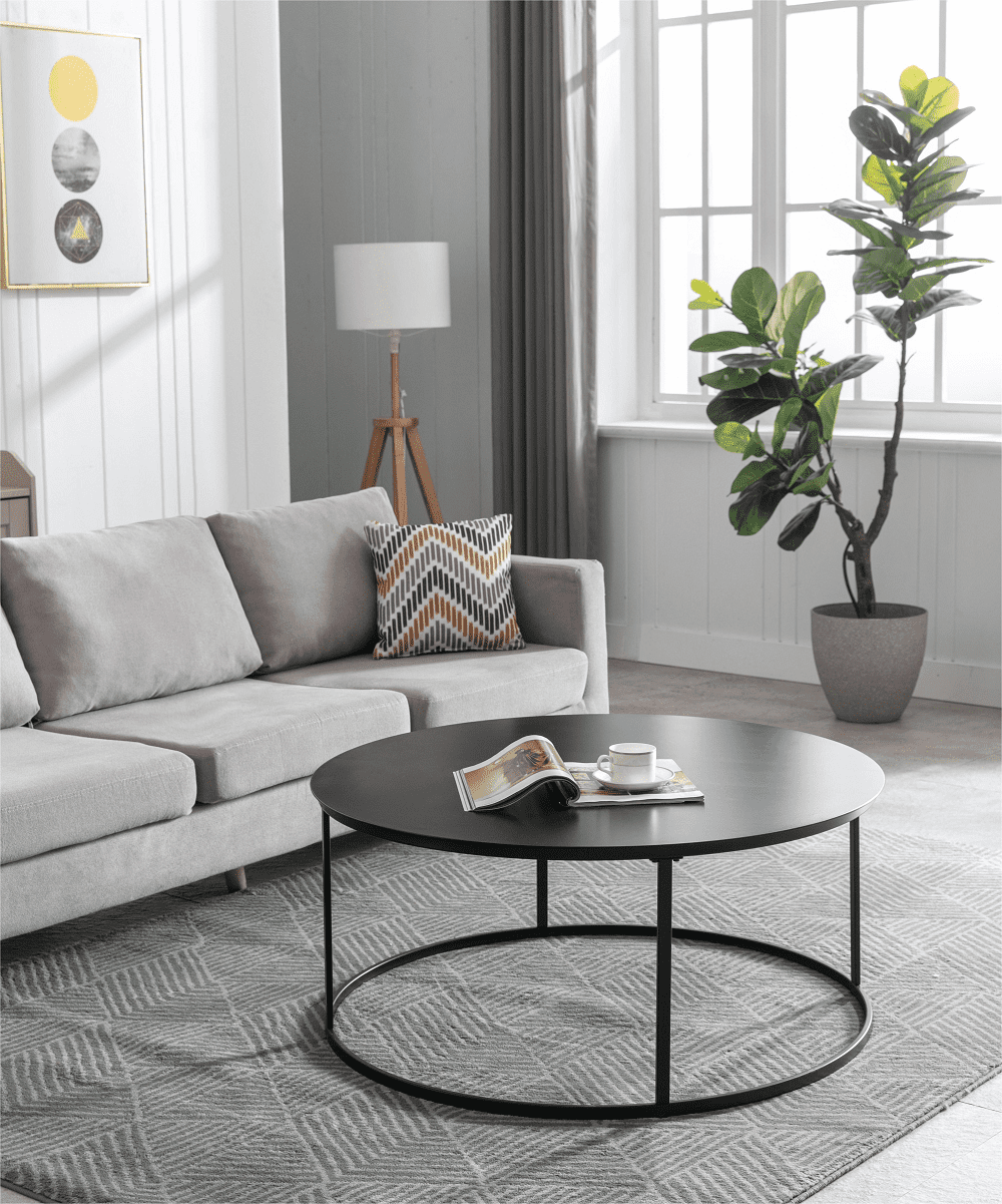 Boraam Robertson 37.5in. Round Metal 16.5in H Coffee Table - Dark Brown Finish