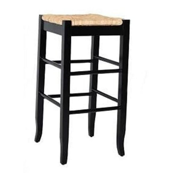 Boraam Rush Seat Stool - 24 Inch - Black Finish