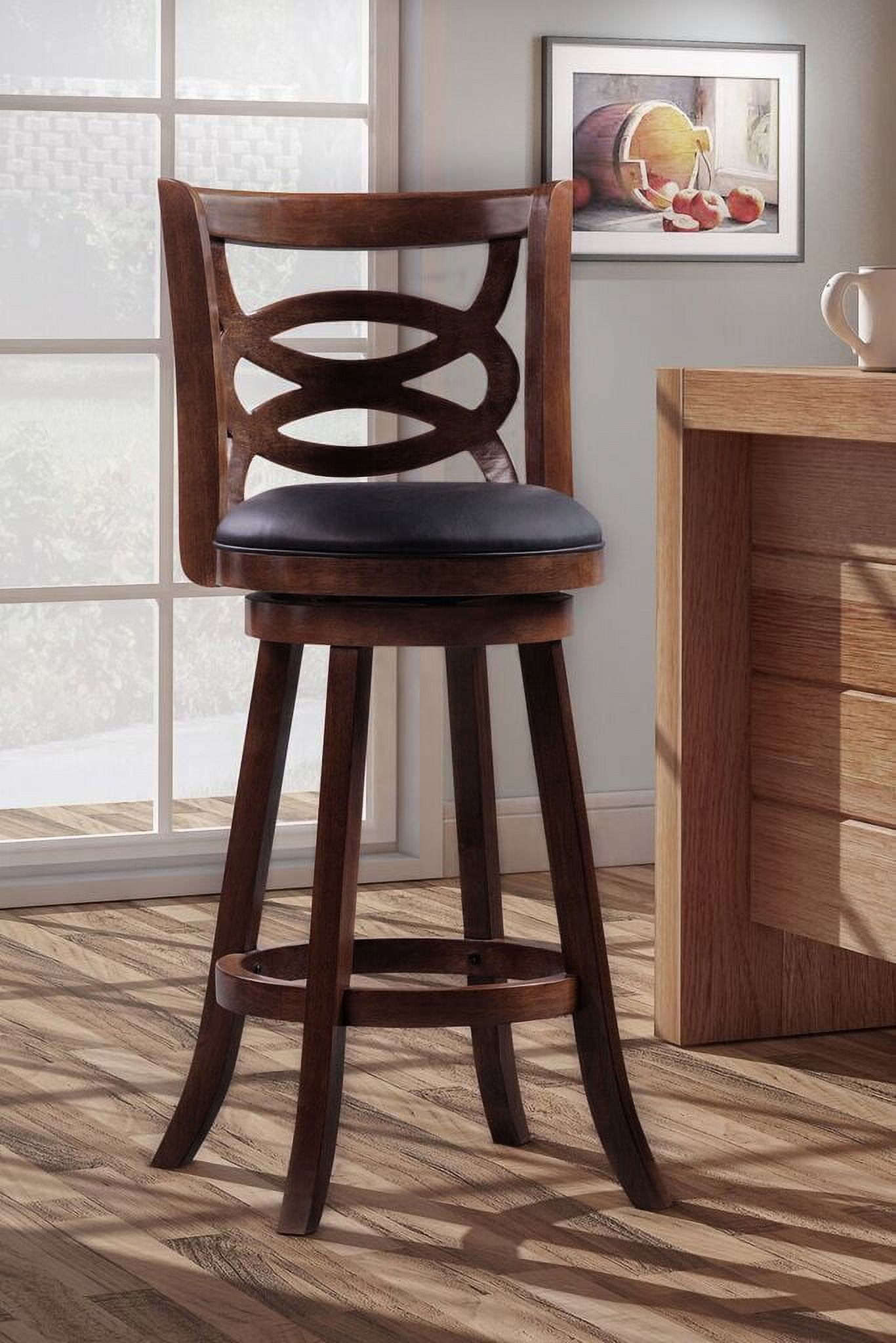Boraam Siena 29in. High Back Swivel Wood Bar Stool Walnut Finish