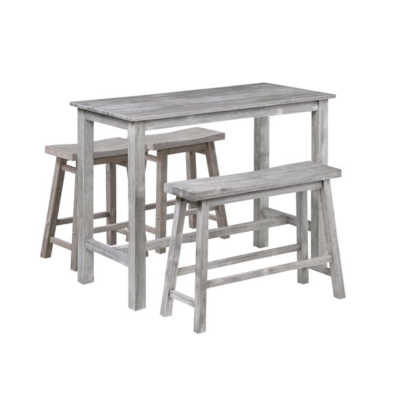 Boraam Sonoma Rectangular Wood Pub Set with 4 Pieces in Storm Gray Wire-Brush Finish