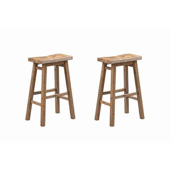 Boraam Sonoma Backless Saddle Bar Height Stools - Barnwood Wire-Brush - Set of 2