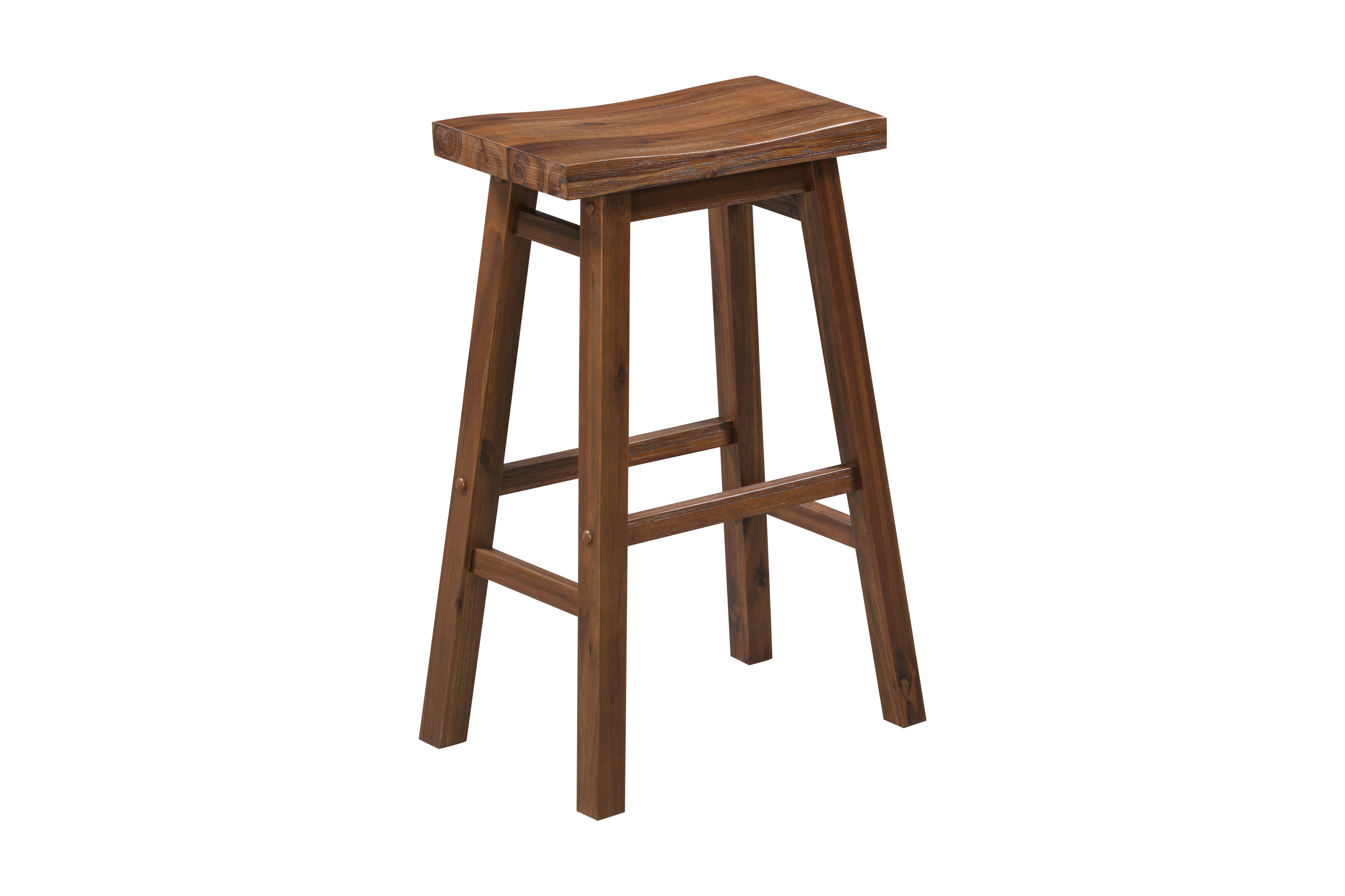 Chestnut Wire-Brush Saddle Style Solid Wood Barstool, 30"
