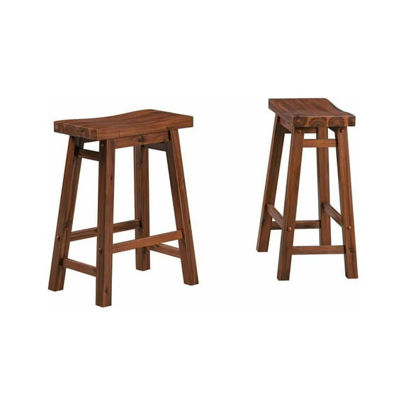 Boraam Sonoma Counter Height Backless Kitchen Bar Stools - Chestnut Wire-Brush Set of 2