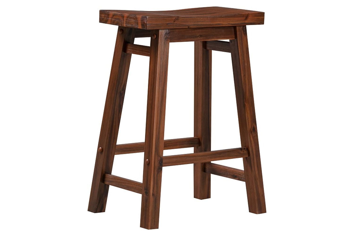 Eco-Friendly Rubberwood 24" Saddle Stool in Chestnut Wire-Brush