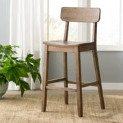 Boraam Torino Bar Height High Back Wood Kitchen Bar Stool, Barnwood Wire-Brush Finish