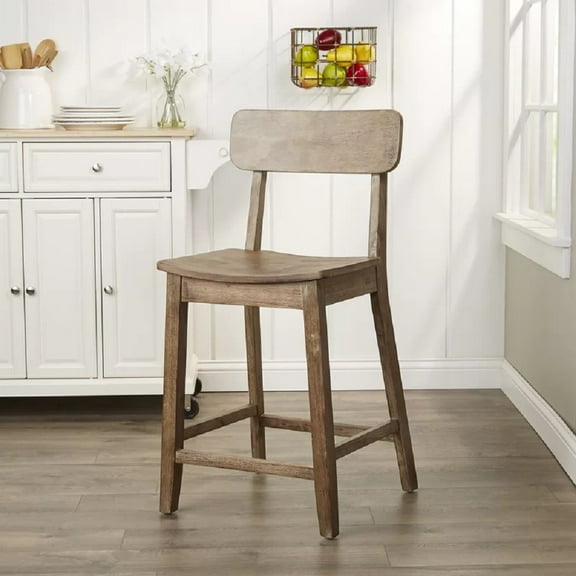 Boraam Torino Counter Height Kitchen Wood Counter Stool, Barnwood Wire-Brush Finish