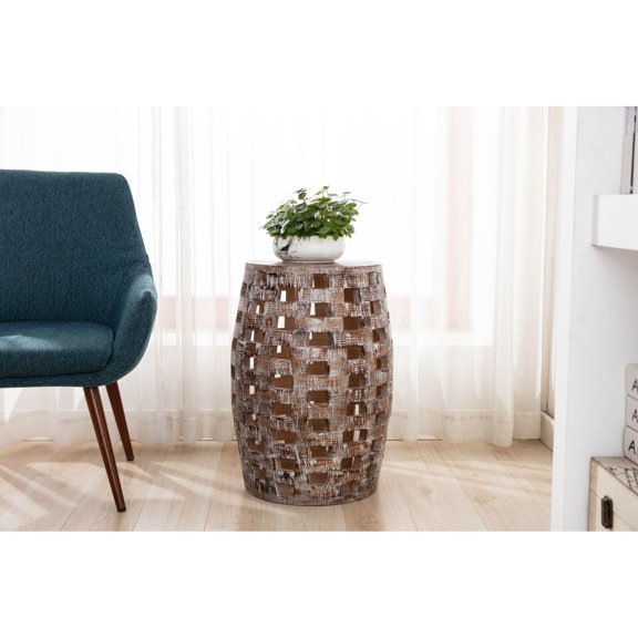 Boraam Wood 26" Hampton Side Table Weathered Walnut Finish