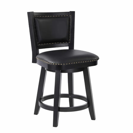Boraam Wood Broadmoor Counter Height Swivel Stool in Black Finish