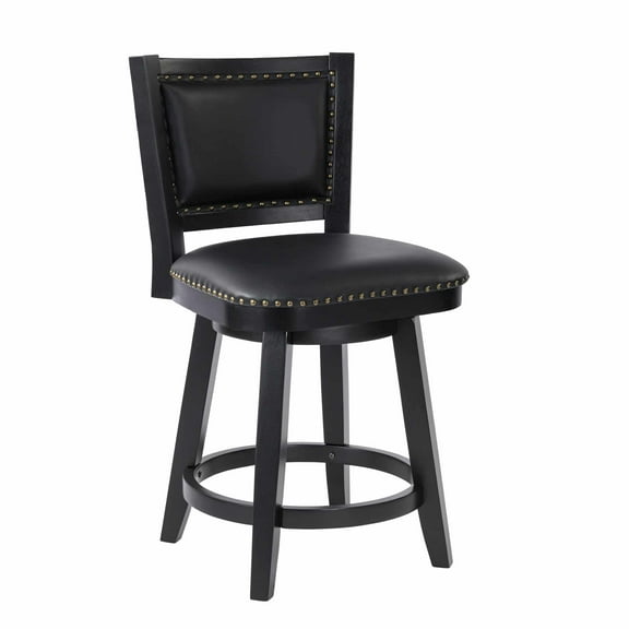 Boraam Wood Broadmoor Counter Height Swivel Stool in Black Finish