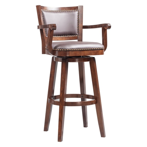 Boraam Wood Broadmoor Swivel Extra Tall Bar Stool in Cappuccino