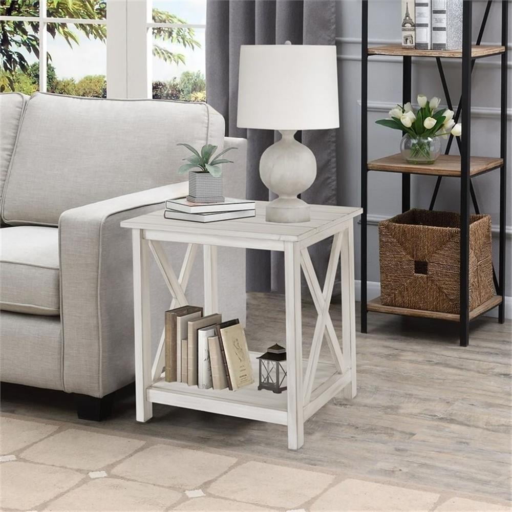Boraam Wood Jamestown End Table Antique White finish