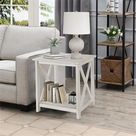 Boraam Wood Jamestown End Table Antique White finish