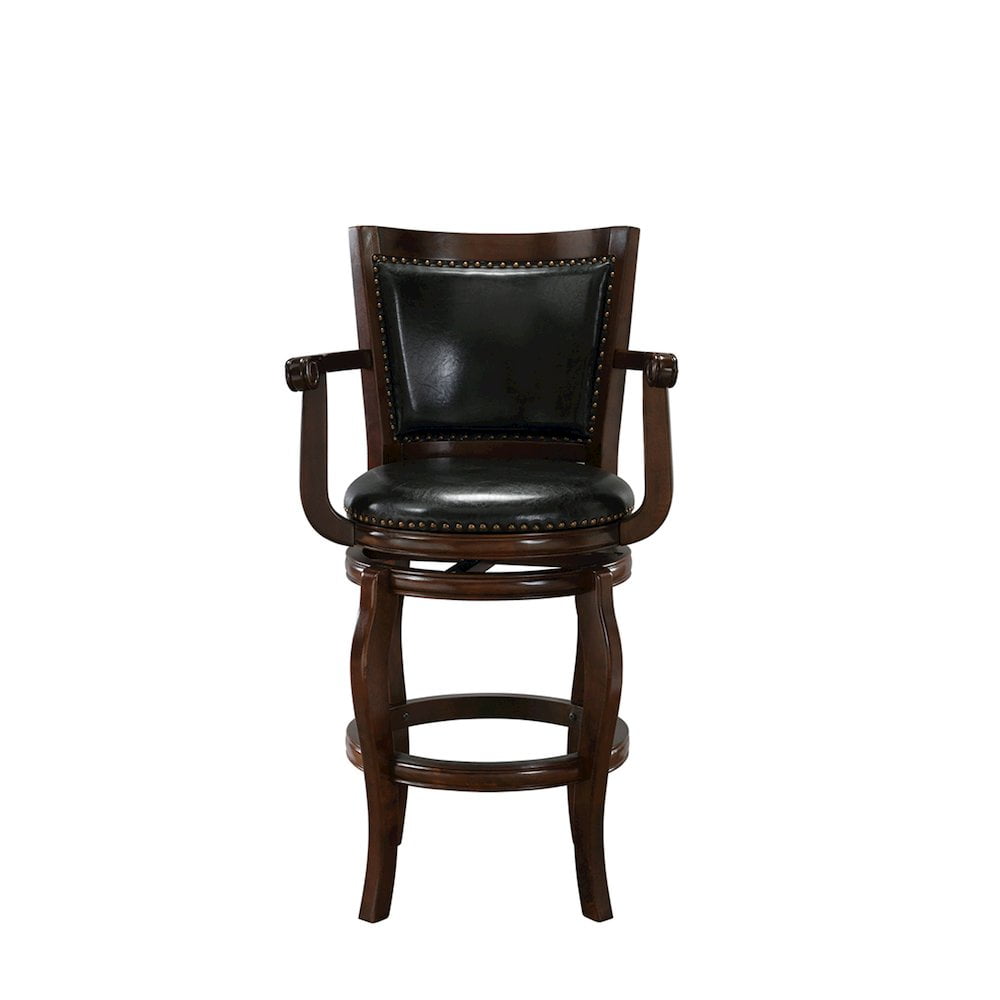Cappuccino 43" Swivel Barstool in Faux Leather and Wood