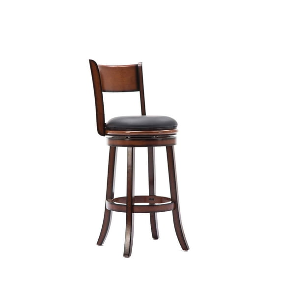 Boraam Palmetto Swivel Wood Bar Height Kitchen Barstool, Brandy