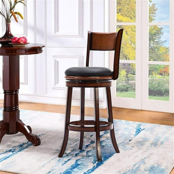 Boraam Wood Palmetto Bar Height Swivel Bar Stool in Brandy Brown Finish