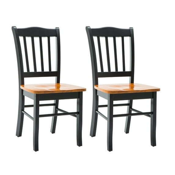 Boraam Wood Shaker Dining Chair in Black and Oak Finish (Set of Two)