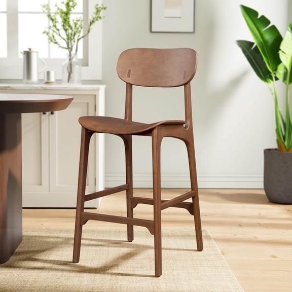 Boraam Wood Solvang Bar Height Stool in Brown Ale Finish