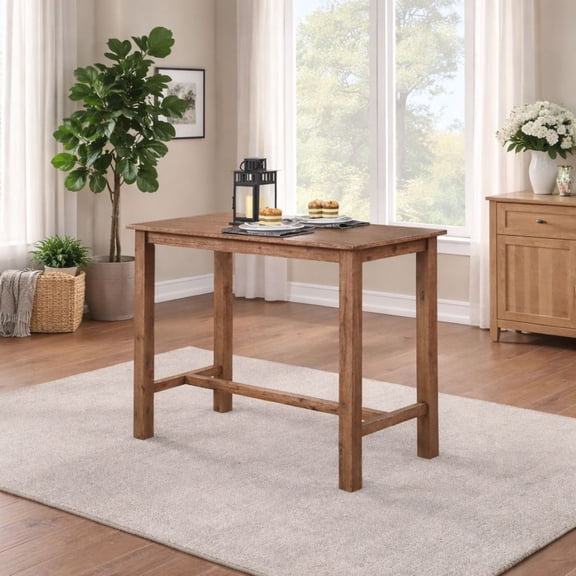 Boraam Wood Sonoma Pub Table in Barnwood Wire-Brush/Brown Finish