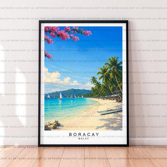 Boracay Philippines Travel Poster, Beach Wall Art Print Unframed Paper Print