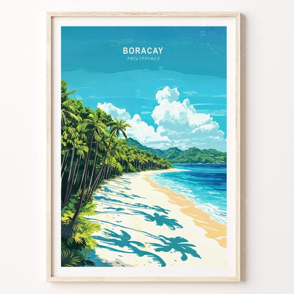 Boracay Philippines Travel Poster, Philippines Travel Print, Boracay Wall Art Print, Minimalist Cityscape, Home Decor Wall Art, Modern Wall Decor, 8x12 UNFRAMED