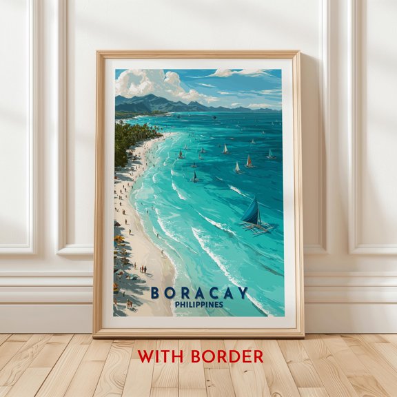 Boracay Philippines Travel White Beach Island For Tropical Poster , Poster Print Only