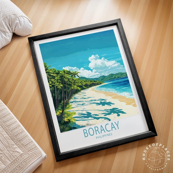 Boracay Philippines Tropical Beach Island Vacation Art Print, Unframed Paper Poster 8x10in