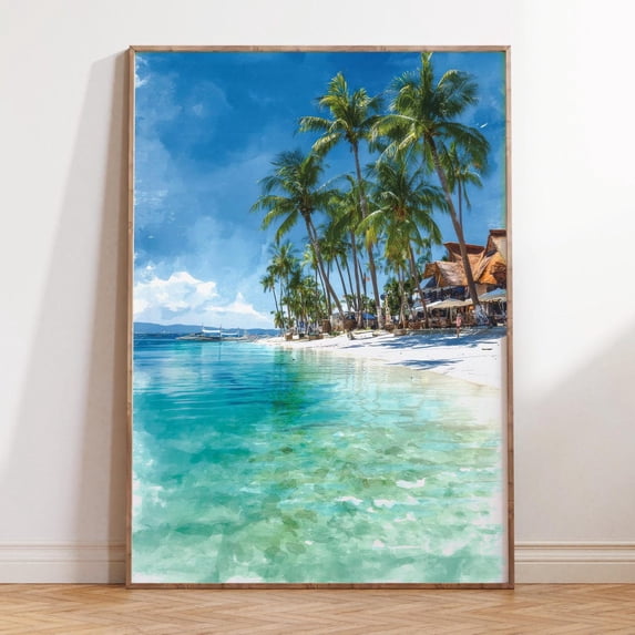 Boracay Philippines Tropical Beach Nature Wall Art, Unframed Canvas Size 24x36
