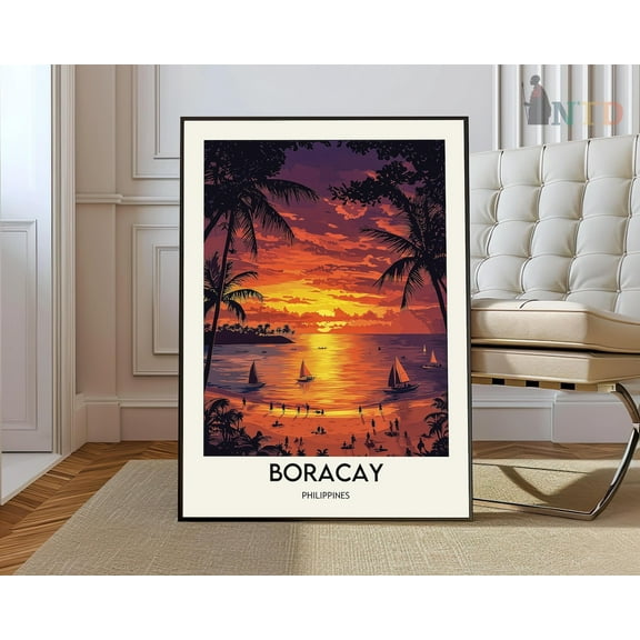Boracay Poster, Boracay Travel Print, Tropical Decor, Botanicalfilipino Decor, Philippines Travel Print, Borocay Gift Wall Art, Modern Wall Decor, 8x12 UNFRAMED
