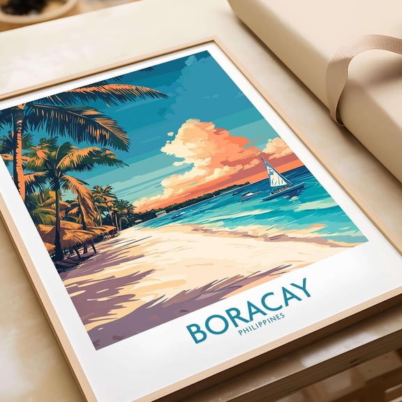 Boracay Travel Poster Boracay Art Print Travel Print Home Dcor Poster Gift Digital Illustr