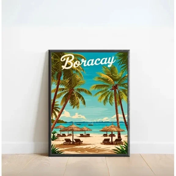 Boracay Vintage Travel Poster Boracay Print Philippines Wall Art Home Decor Office Wall Art