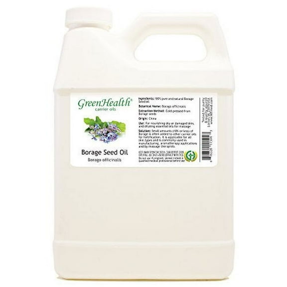 Borage Seed Oil – 32 fl oz (946 ml) Plastic Jug w/Cap – 100% Pure Carrier Oil - GreenHealth