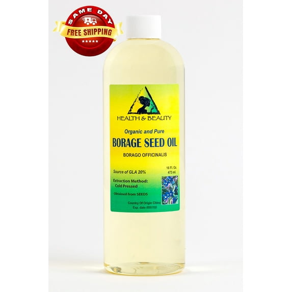Borage Seed Oil Organic Carrier GLA-20% Cold Pressed Premium 100% Pure 16 oz
