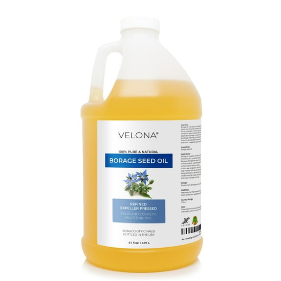 Borage Seed Oil by Velona - 64 Fl Oz | 100% Pure and Natural Carrier Oil | Refined | Skin, Face, Body, Hair Care | Use Today - Enjoy Results