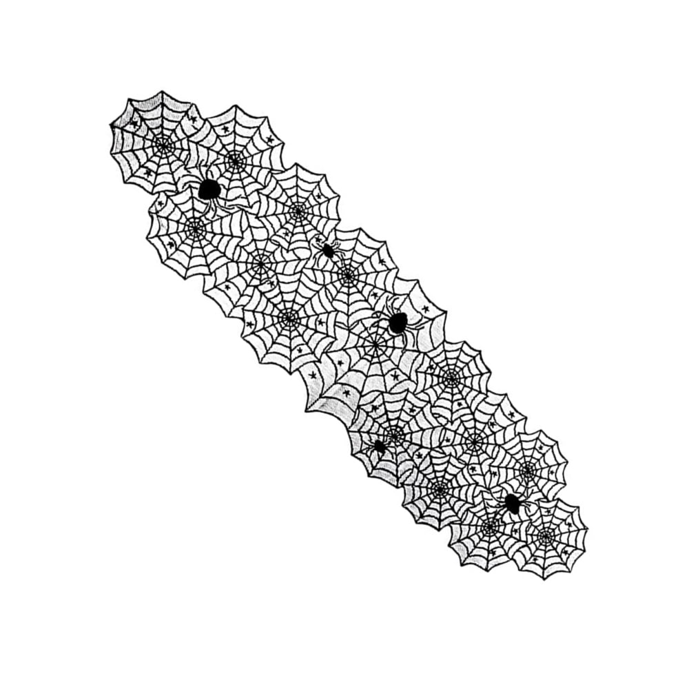 Borang Gothic Halloween Table Runner with Black Spider  Lace