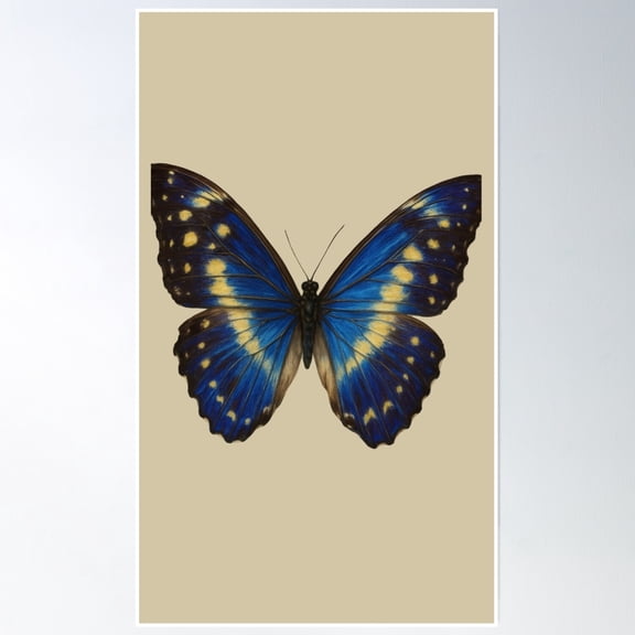Borboleta Azul Poster Wall Art, Modern Wall Decor, 12x18 UNFRAMED