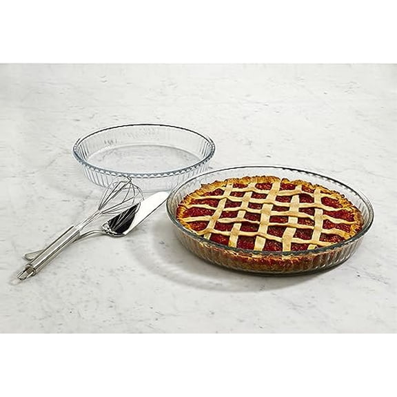 Borcam 1690038 Set of 2 Round Clear Class Tart Dishes, 32 x 32 x 5cm