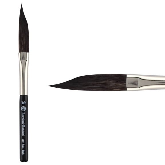 Borciani e Bonazzi Hidro Synthetic Sword Striper Liner Brushes for Fine Lines & Lettering - Sizes 10 - Extra Short Handle, Handcrafted in Italy, Cruelty-Free