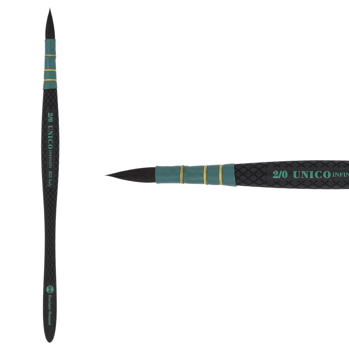 Borciani e Bonazzi Infinito Synthetic Mini Quill Watercolor Brush Series 855 - Size # 2x0, Patented Hidro Hair - Watercolor Art Brushes - Non-Slip, Anti-Roll Handle - Handcrafted in Italy